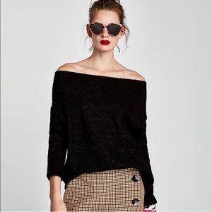 Zara Knit Off The Shoulder Sweater
